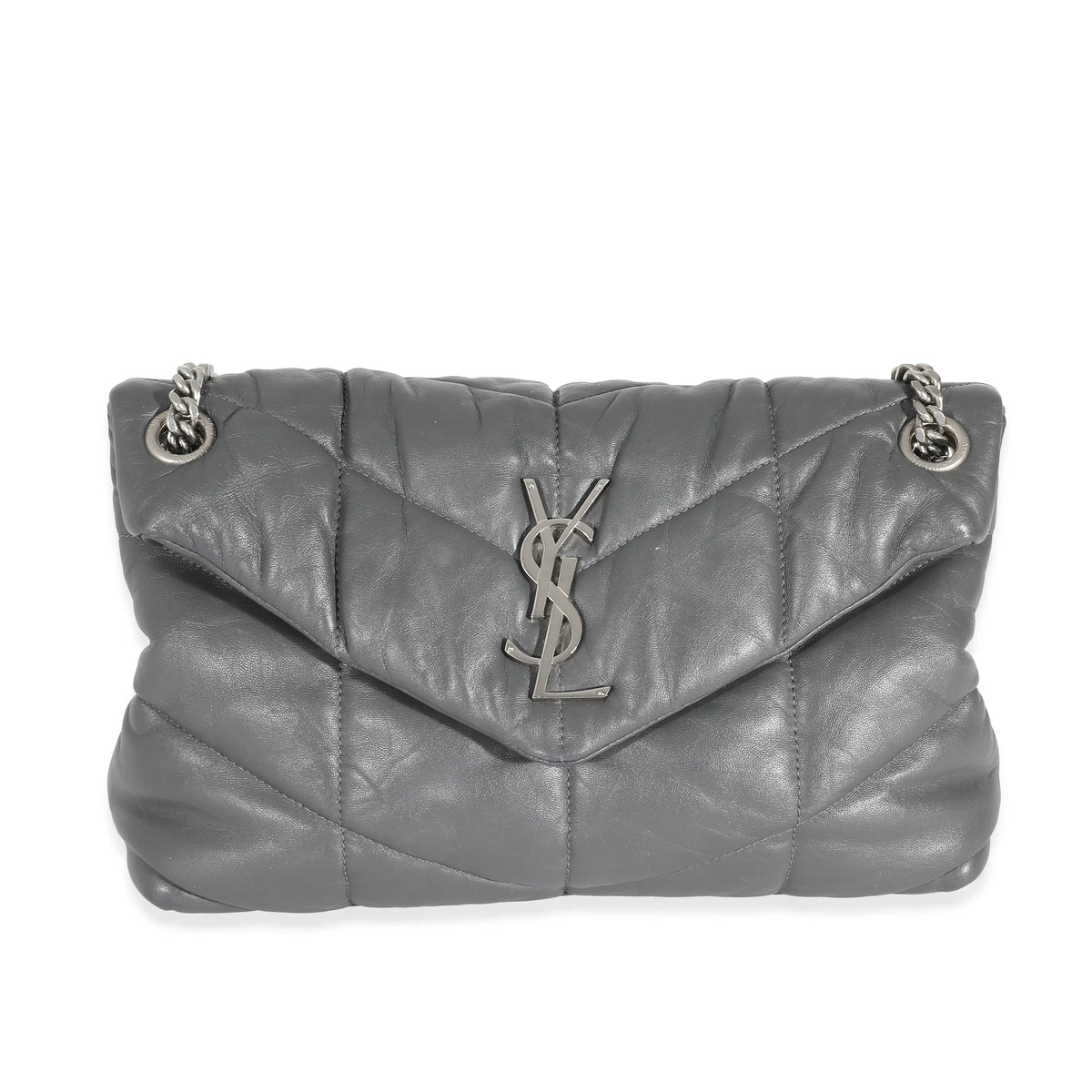 Grey Quilted Leather Small Puffer P68396