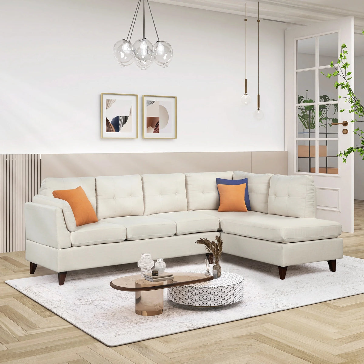 L-Shape Sectional Sofa with Chaise Lounge Gray X246