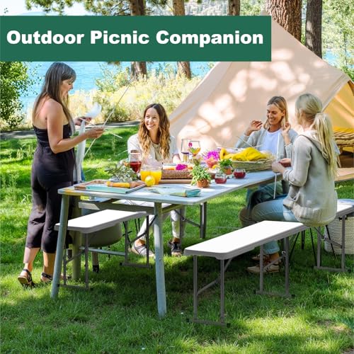 White 6ft Plastic Folding Bench 2 Pack A4275