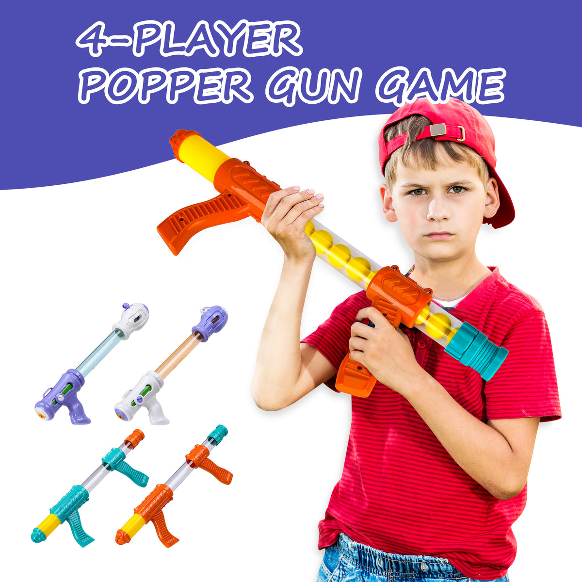 4pk Foam Ball Popper Air Guns with 52 Foam Balls H5410