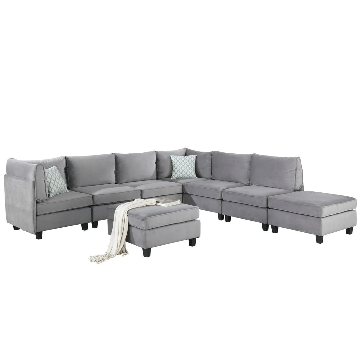 Gray Velvet 8Pc Modular Sectional Sofa K481352