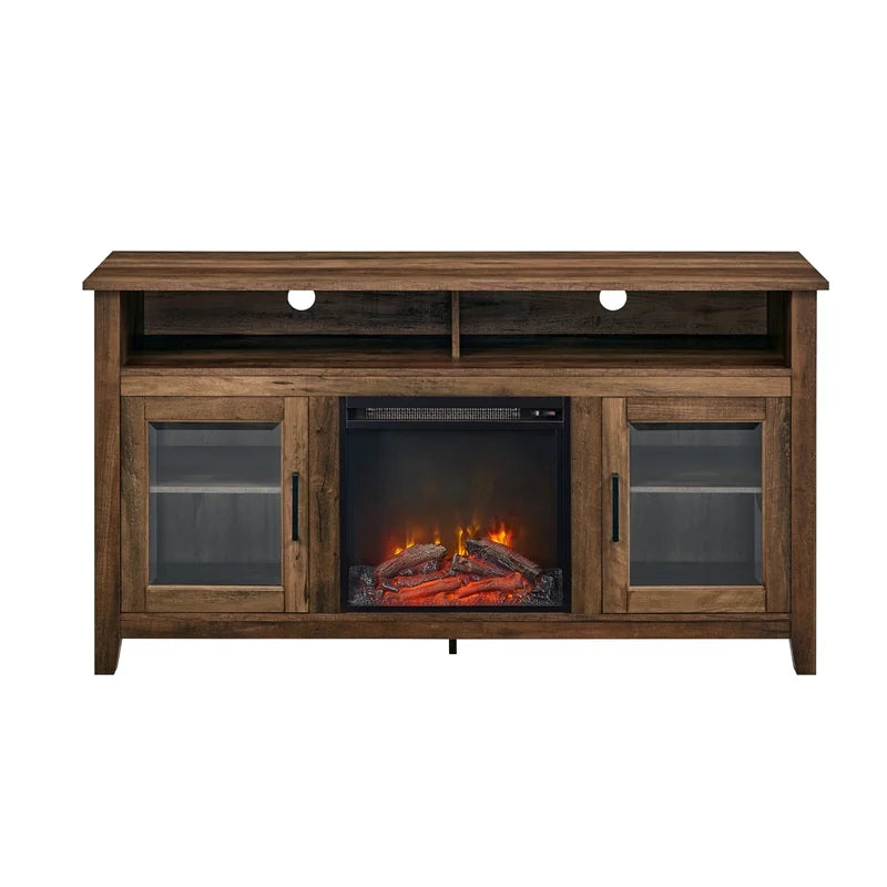 58" MDF Glass Wood TV Stand S84388