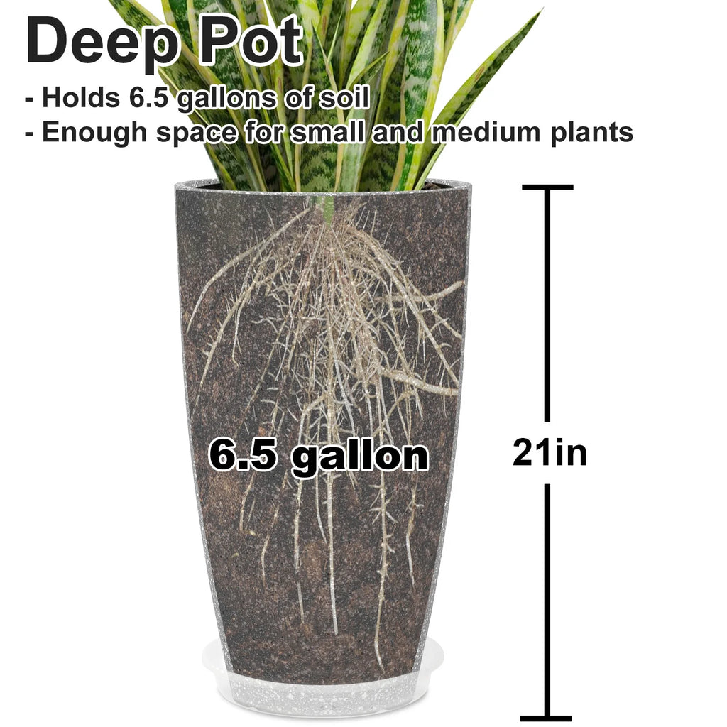 2 Pack 21in Round Tall Planter with Drainage Holes O620640
