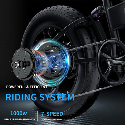 1000W 20 inch 4.0″ Fat Tire Foldable Electric Bike J4926