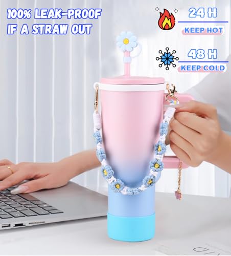 40 oz Tumbler with Handle Straw and Accessories Q347926