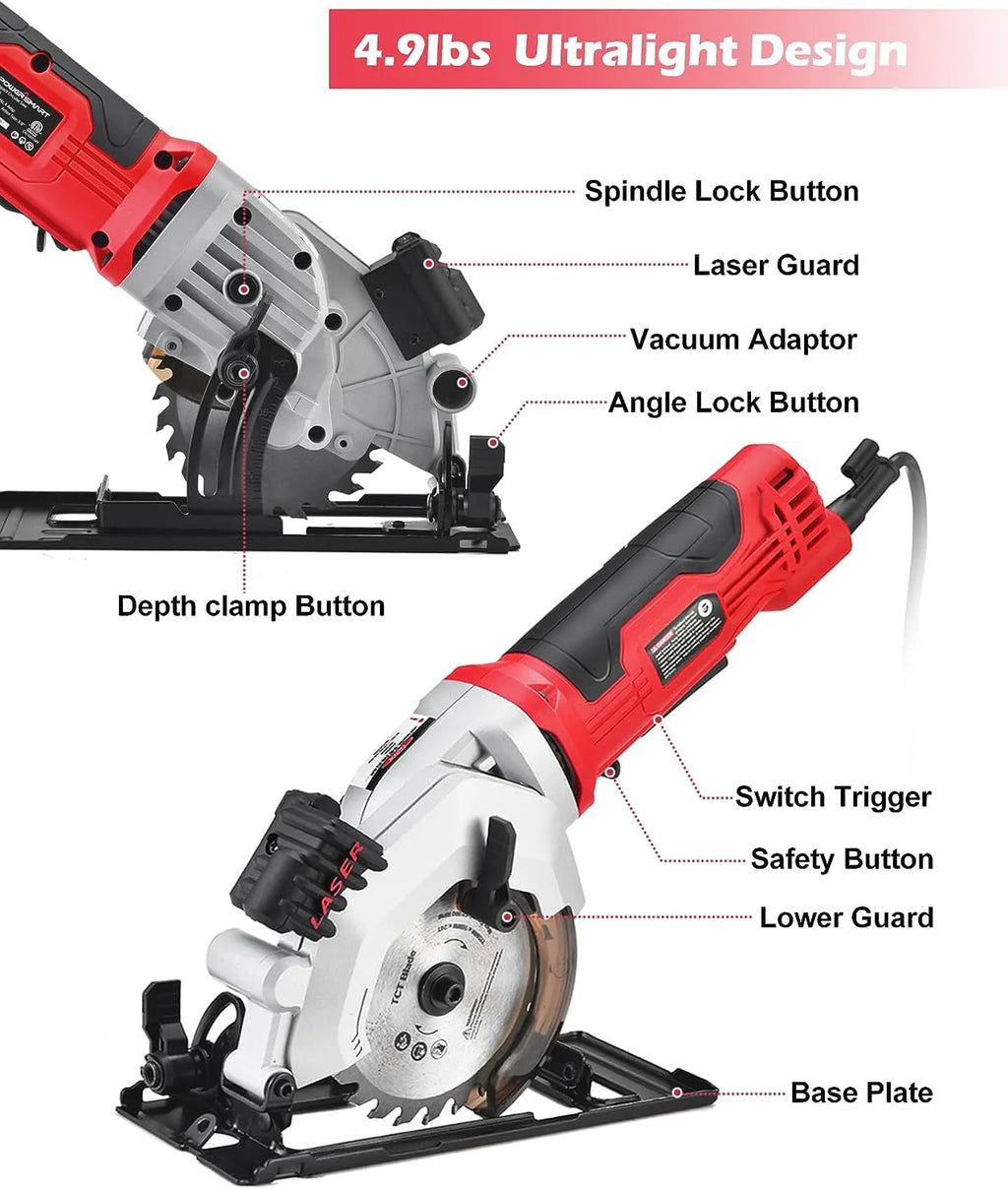 4 Amp 4-1/2 inch Mini Circular Saw with Laser Guide Z646