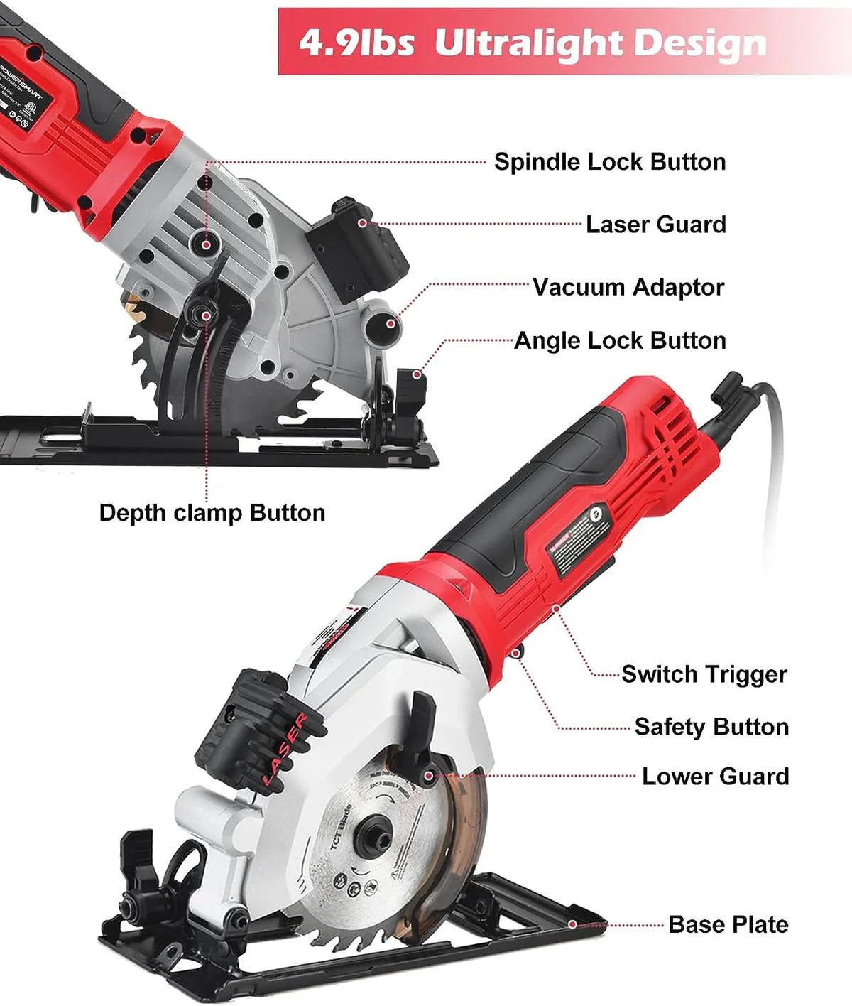 4 Amp 4-1/2 inch Mini Circular Saw with Laser Guide Z646