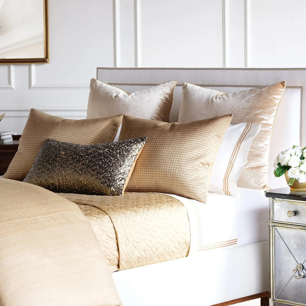 Queen Gold Textured Geometric Coverlet R62060
