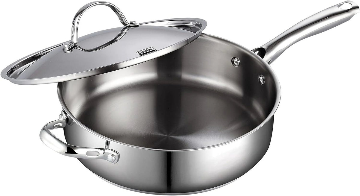 11-inch 5 Quart Stainless Steel Saute Pan with Lid Q600853