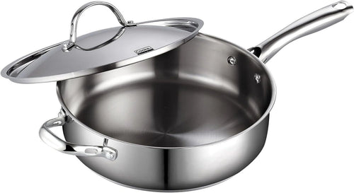 11-inch 5 Quart Stainless Steel Saute Pan with Lid Q600853