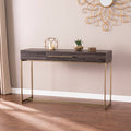 Black Oak Antique Brass Console Table with Storage Q352