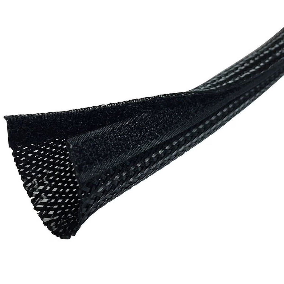 Black 50 Feet Cable Wrap Sleeve with Hook & Loop Fastener D9970