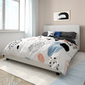 Queen White Faux Leather Upholstered Platform Bed P968