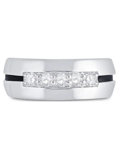 10kt White Gold Mens Diamond Wedding Band Ring 1/2 Cttw Size 8 R959
