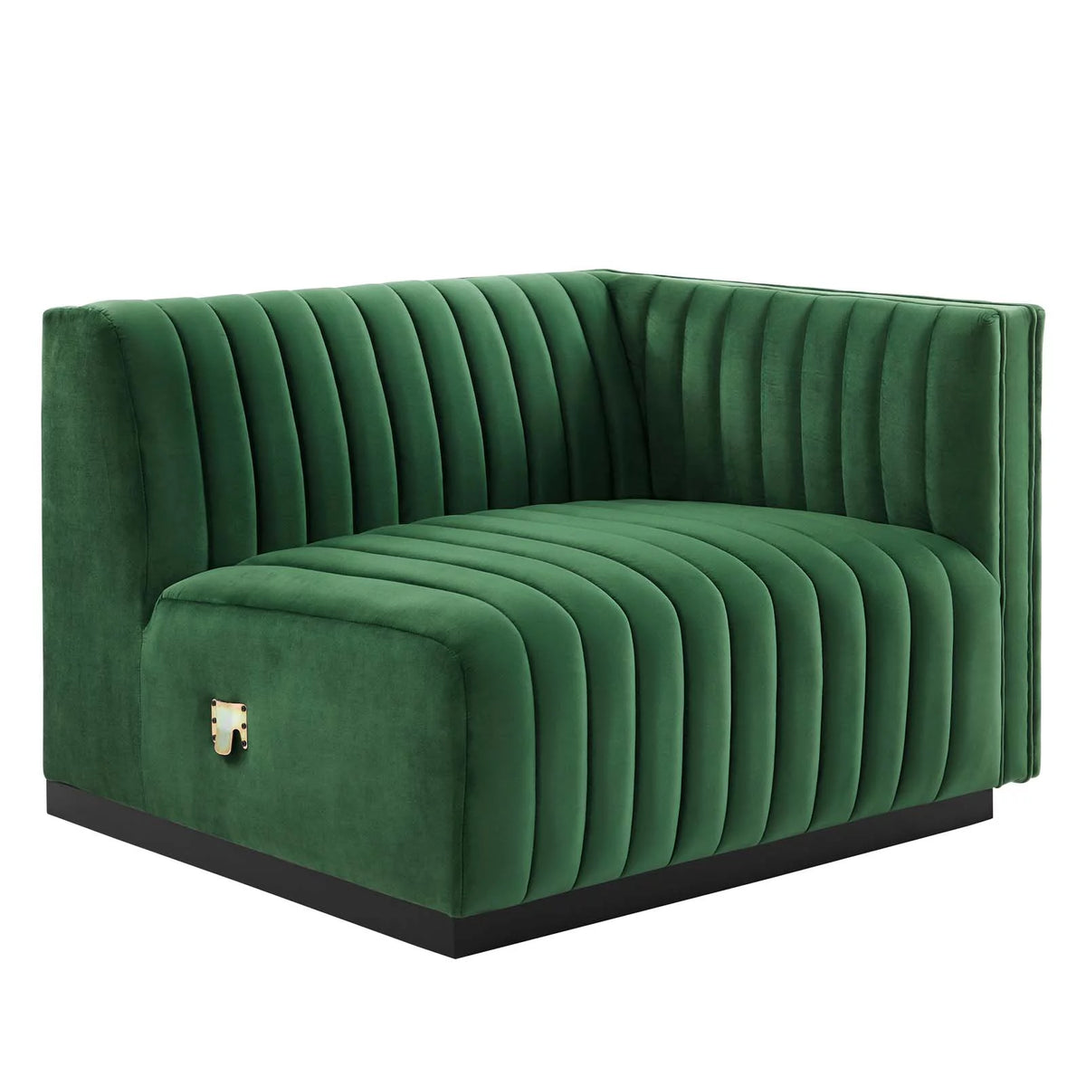 Black Emerald Velvet Right-Arm Chair L70973