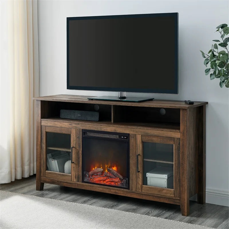 58" MDF Glass Wood TV Stand S84388