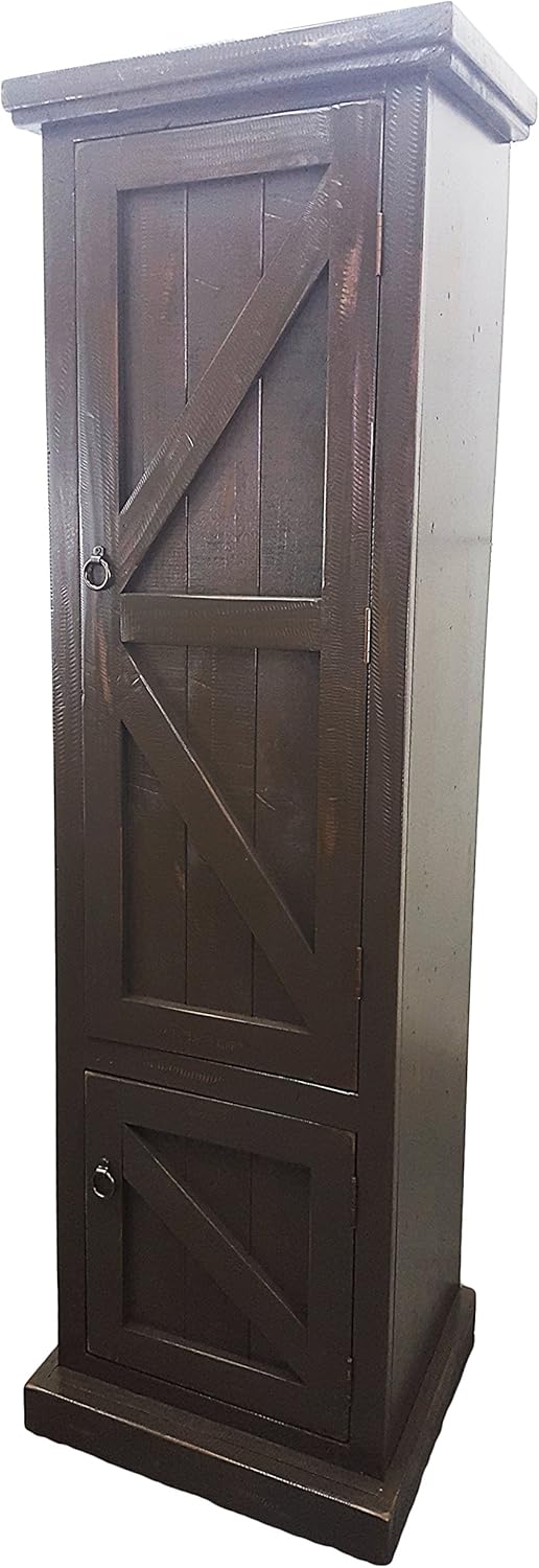 Rustic Antique Black Single Door Armoire C446
