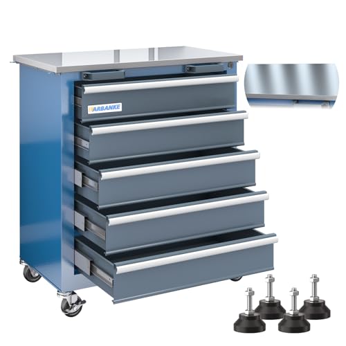 5 Drawer Rolling Tool Chest with Locking System and Stainless Top S191873