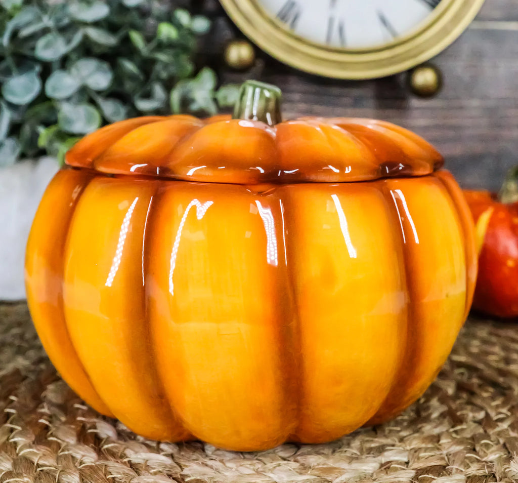 Orange Ceramic Pumpkin Soup Or Dessert Bowl Set of 6 I3907