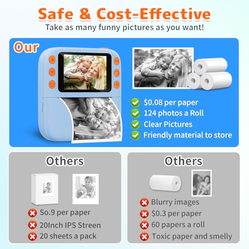Pink Instant Print Camera for Kids with 32GB SD Card C991