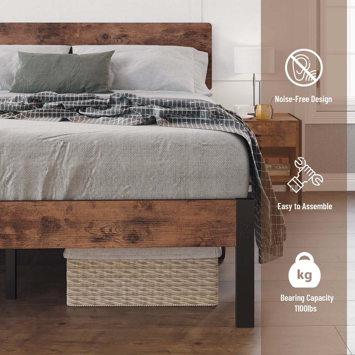 Queen Platform Bed Frame with Headboard Z8754
