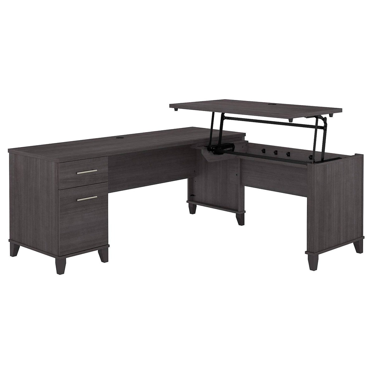 72W Storm Gray Sit to Stand L Shaped Desk V273317