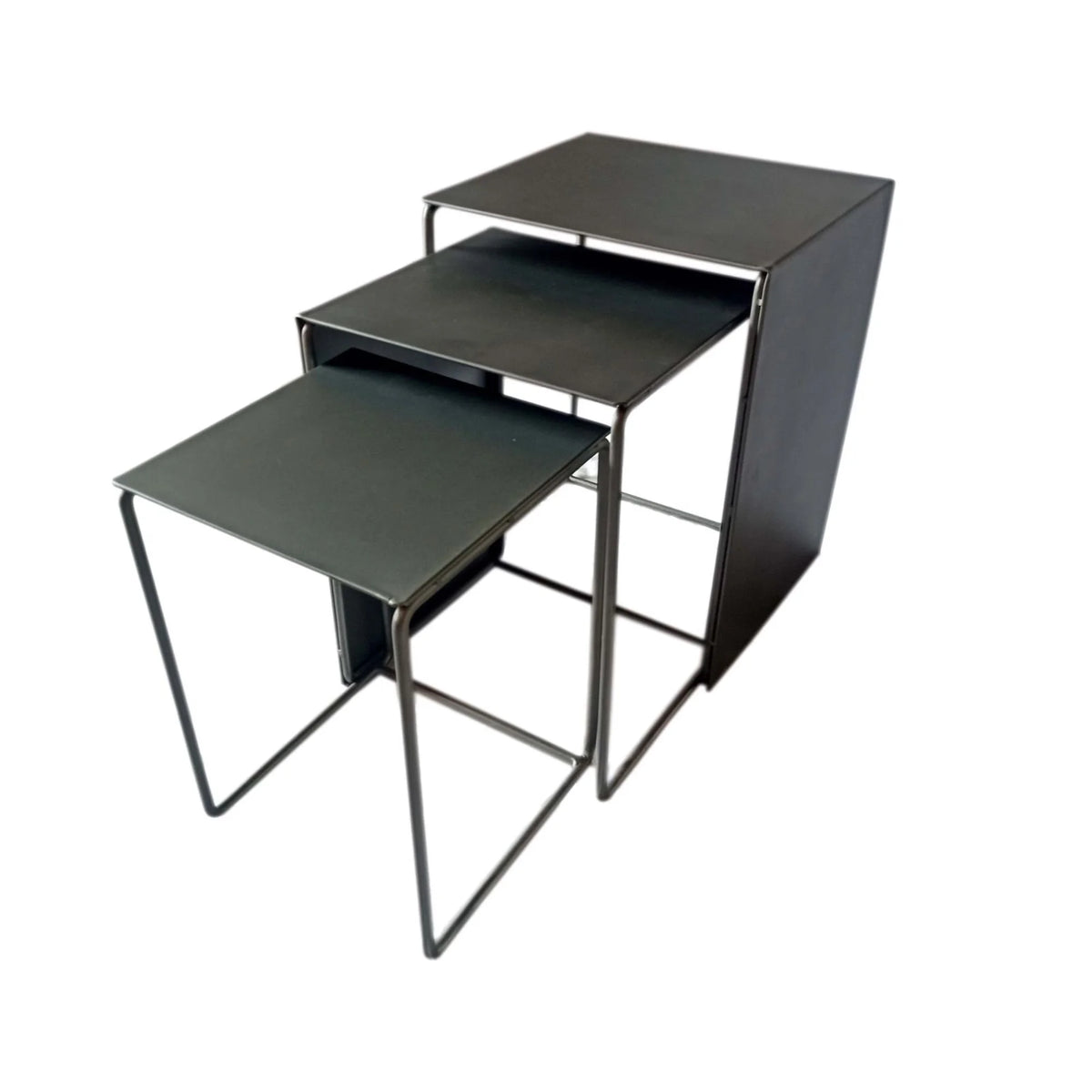 Gray 3-piece Modern Rectangular Metal Nesting Table W357