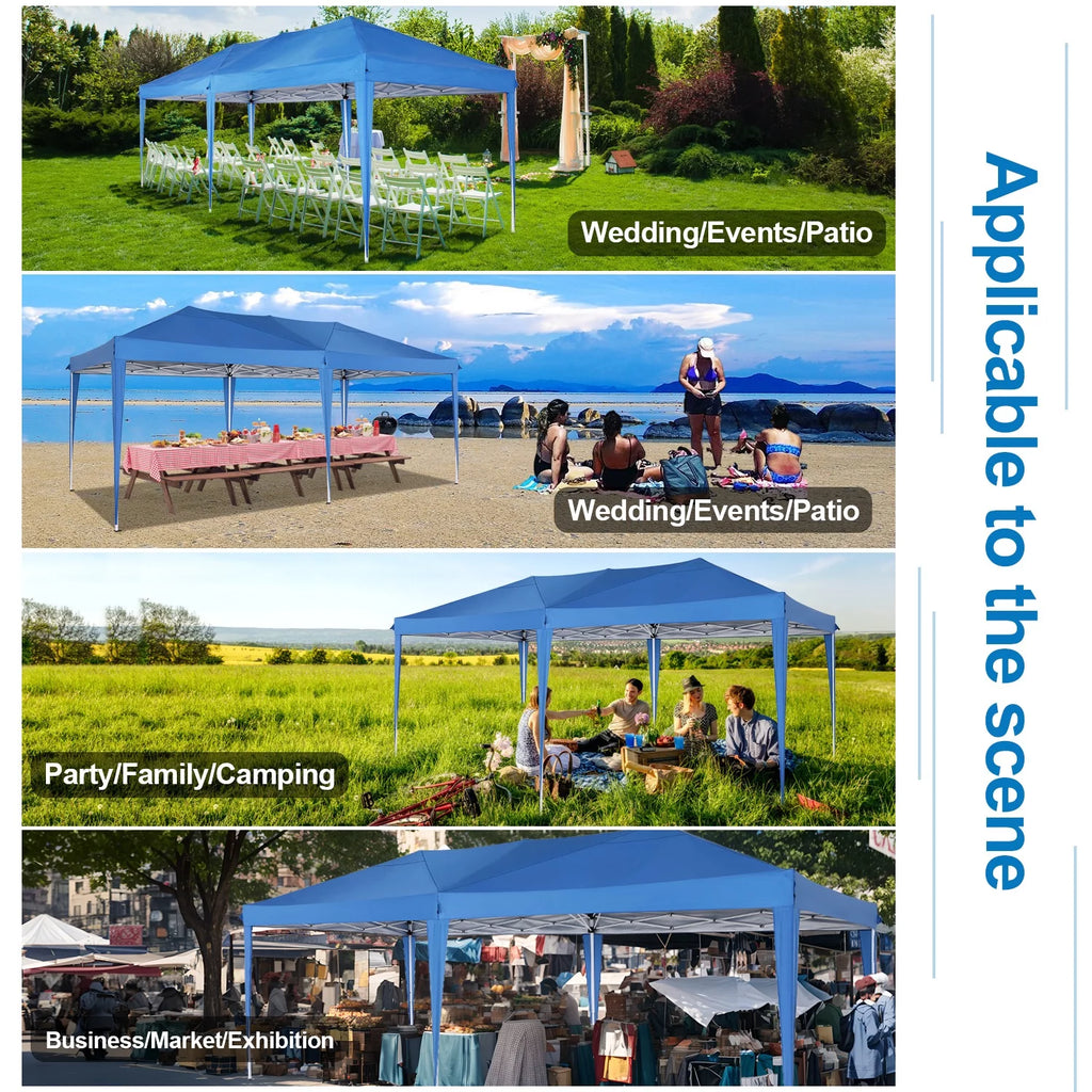 10' x 20' Pop up Canopy with 6 Removable Sidewalls and Carry Bag, Blue N2545