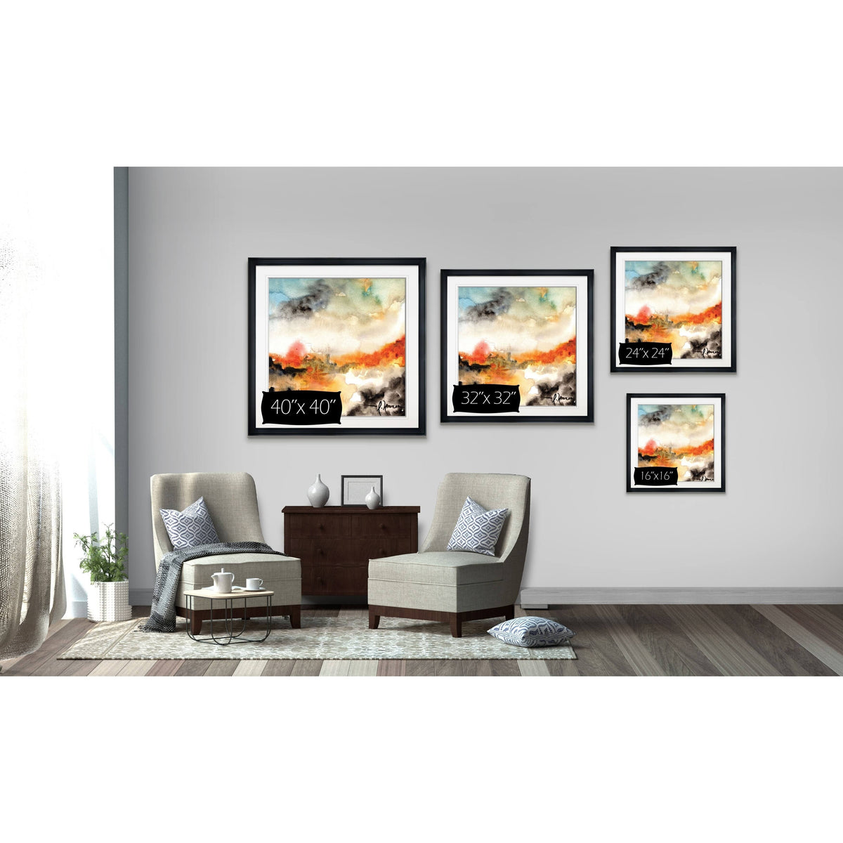 Framed Giclee Print 38x38 V22049
