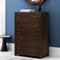 Brown Solid Wood 5 Drawers Chest B979085