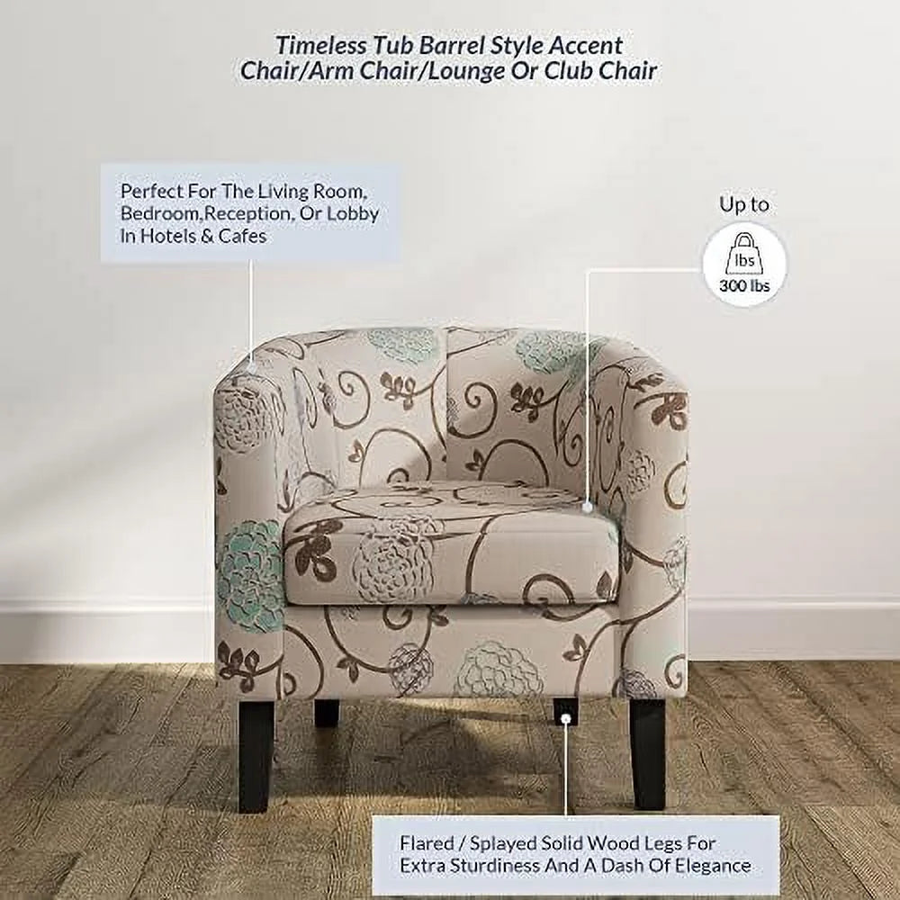 Linen Accent Chair with Flared Legs and Plush Cushion O53316