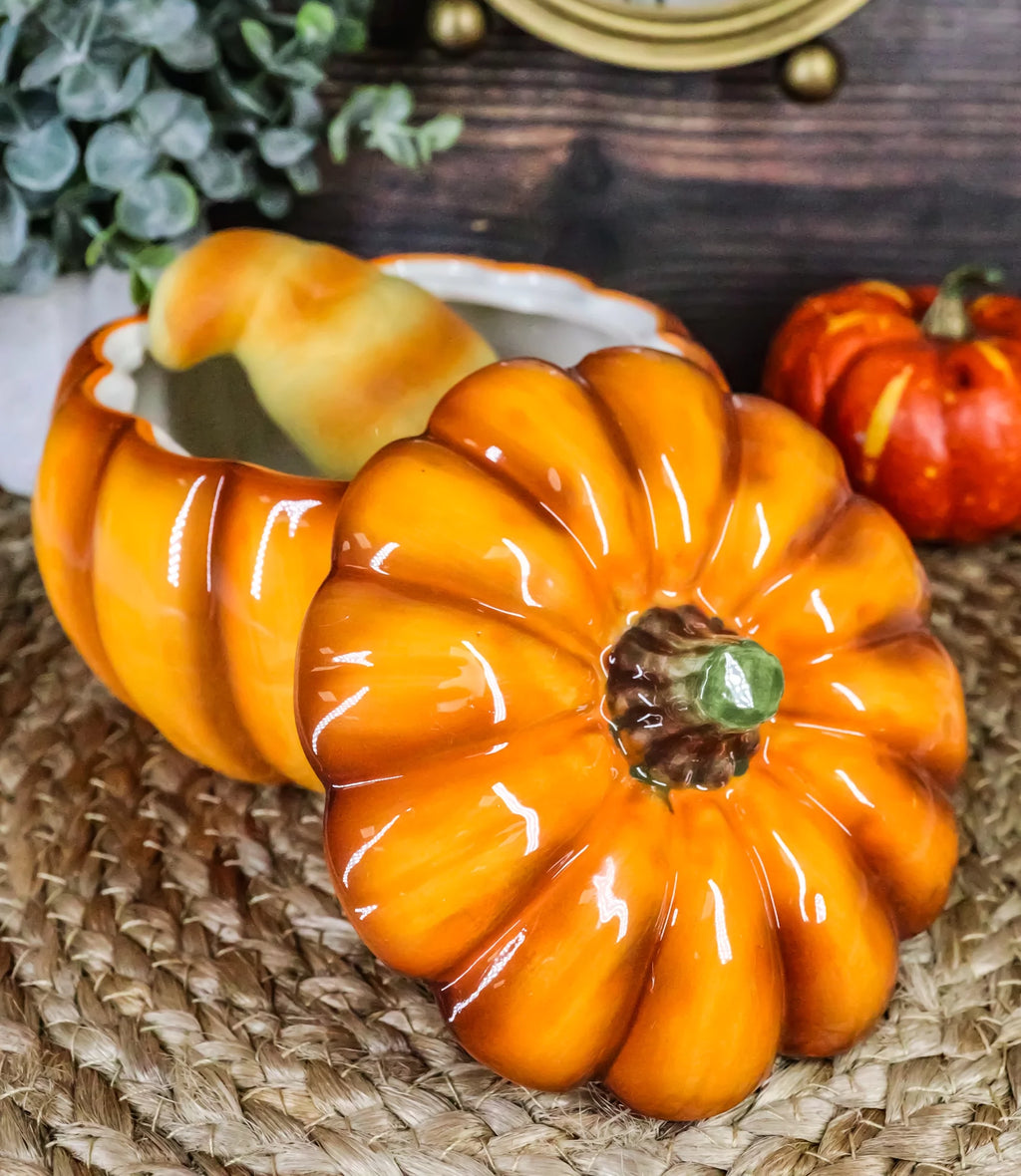 Orange Ceramic Pumpkin Soup Or Dessert Bowl Set of 6 I3907