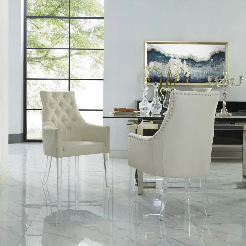 Set of 2 Button Tufted Nailhead Trim Dining Chair K81046