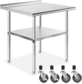 NSF Stainless Steel Commercial Work Table with Backsplash and 4 Casters 30 in. x 24 in. I312115