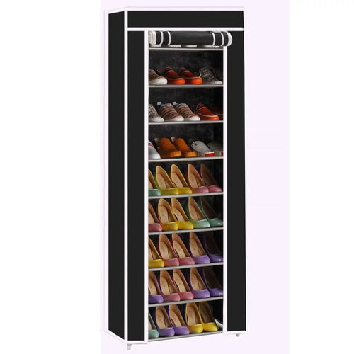 10 Tiers 9 Lattices Shoe Rack Storage Organizer Black K487026