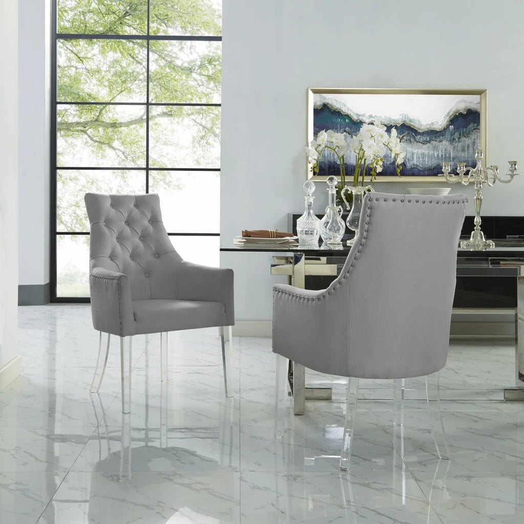 Set of 2 Button Tufted Nailhead Trim Dining Chair K81046
