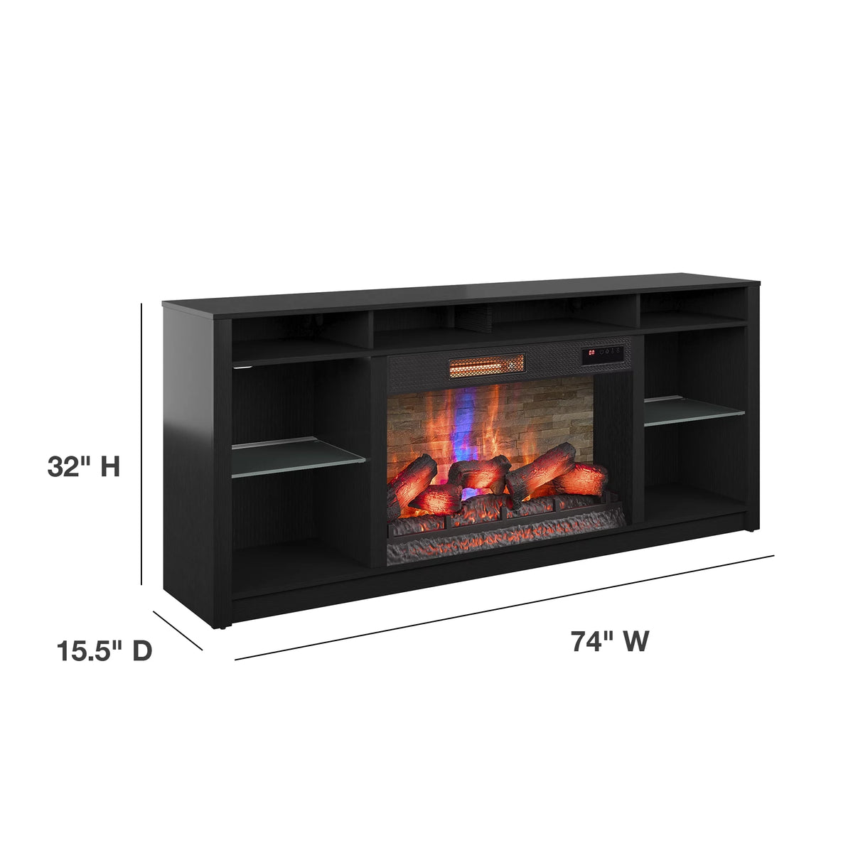 Black TV Stand with Electric Fireplace M94805