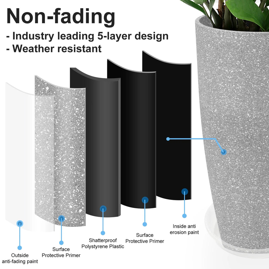 2 Pack 21in Round Tall Planter with Drainage Holes O620640