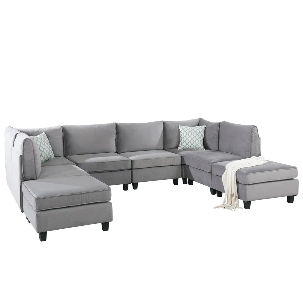Gray Velvet 8Pc Modular Sectional Sofa K481352