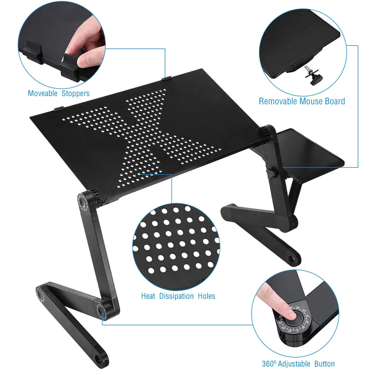 Folding Adjustable Laptop Desk with Mouse Board Y884374