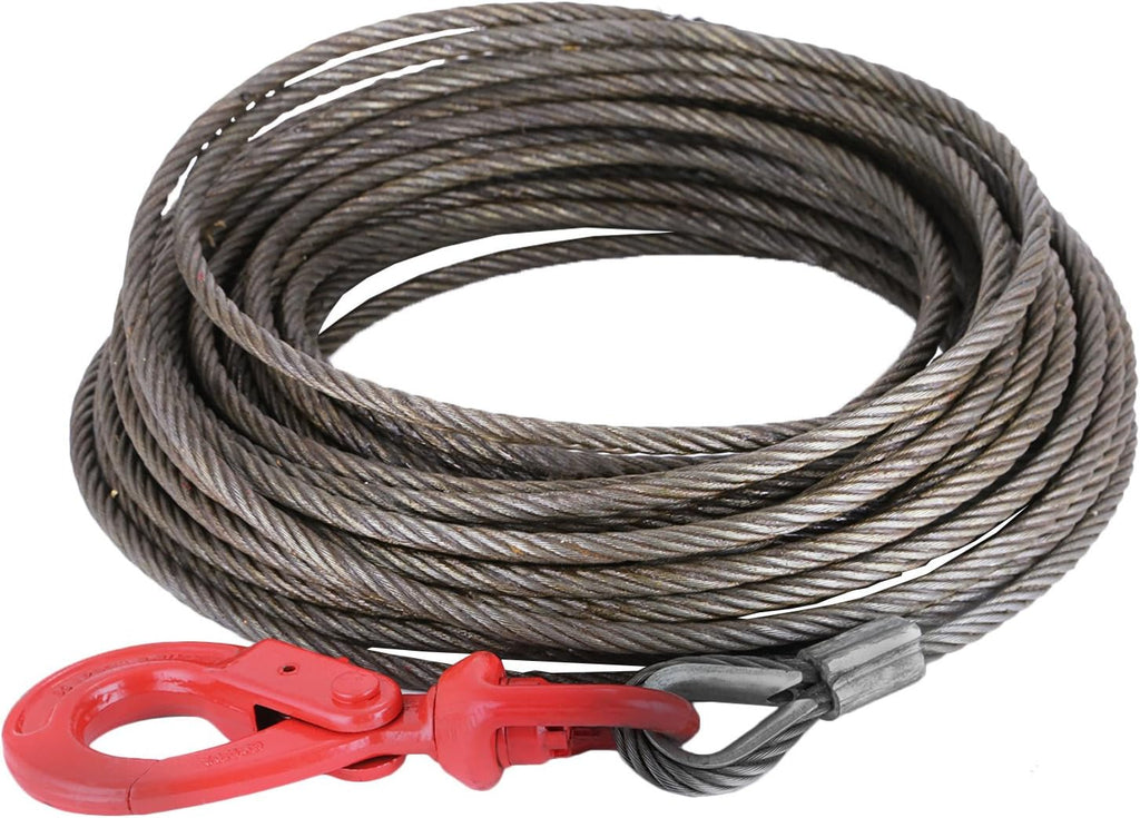 Winch Cable 8/17Inch x 100Ft Replacement Wire Rope 4400LBS Fiber Core Swivel Hook Pack of 2 A119